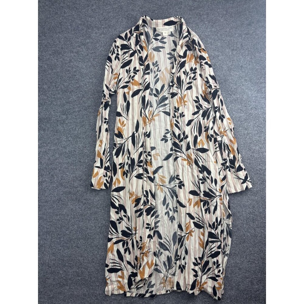 Saltwater Luxe Kimono Jacket Womens XS Multicolor Floral Long Duster Lightweight